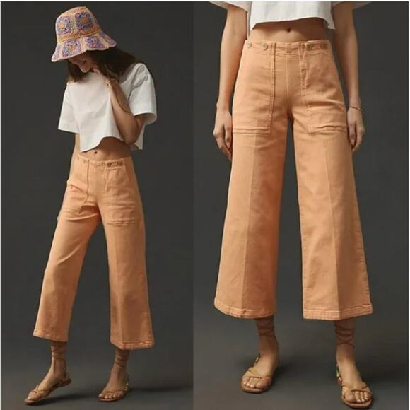 Pilcro Denim - NEW! PILCRO 'The Kit' Cropped High-Rise Wide Leg Jeans in PEACH (31)